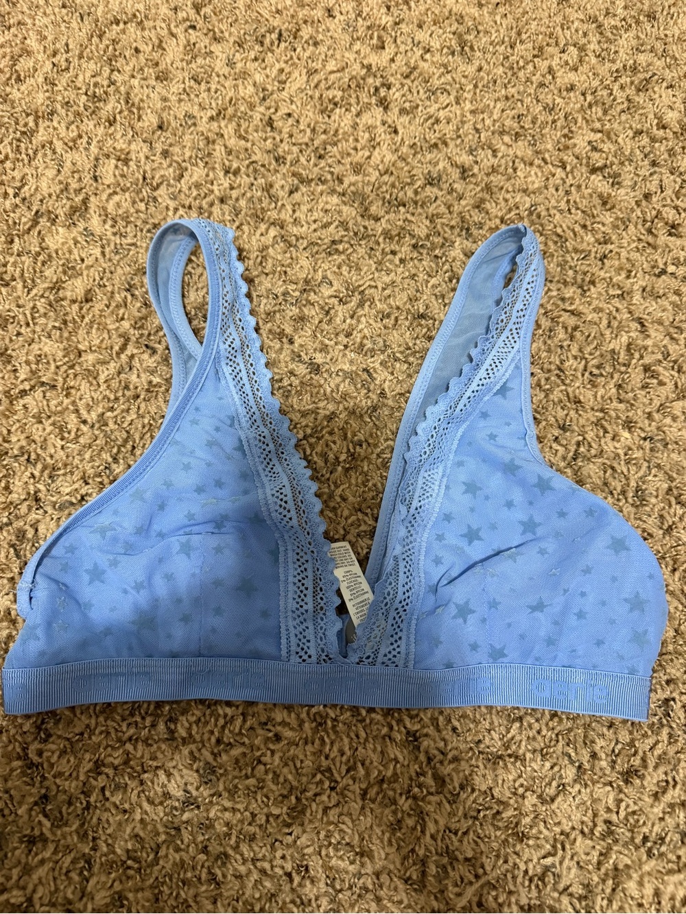 aerie Sky Blue Star-Print Lace Bralette